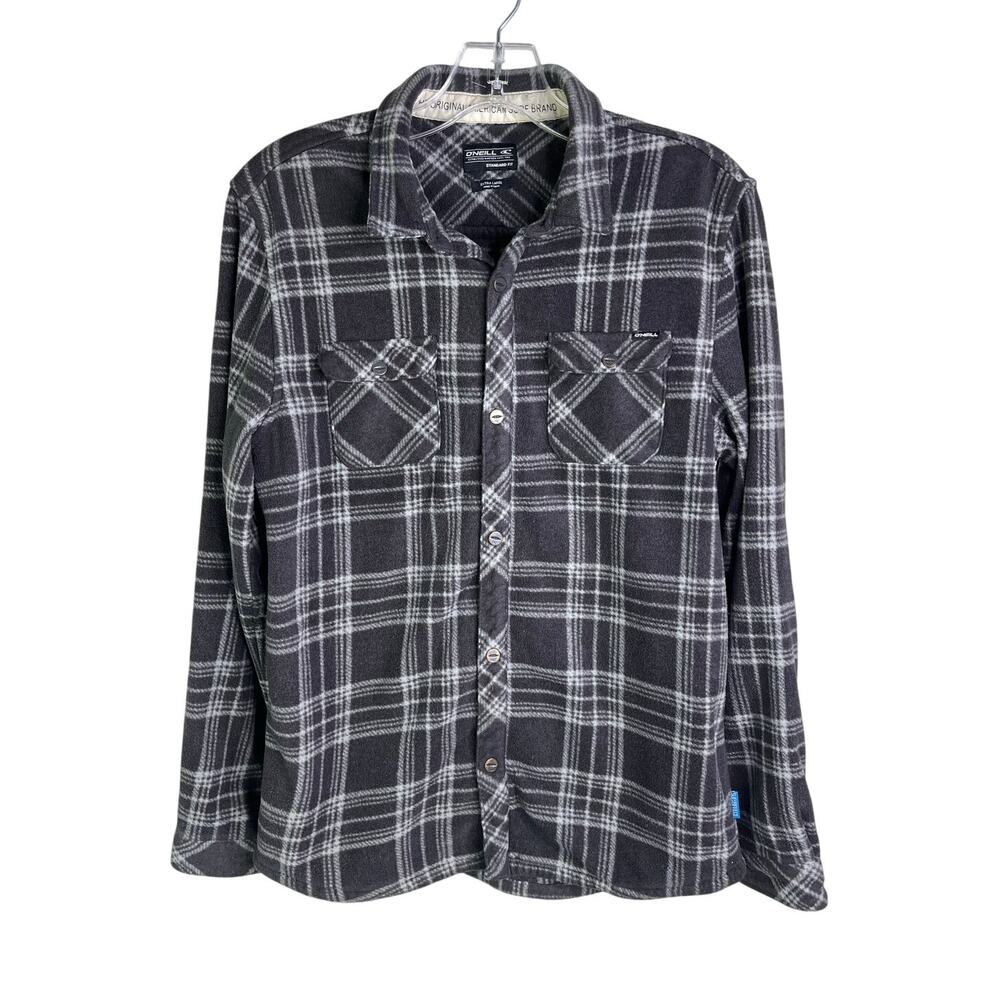 O'Neill Shirt Boys XL Dark Gray Super‎ Fleece Snap Front Standard Fit Outdoorsy